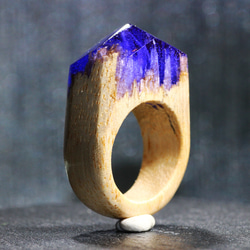 限定作品【送料無料】Wood Resin Ring/lavender ～ウッドレジンリング～　13.5号 4枚目の画像