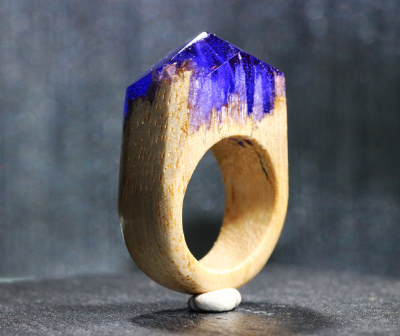 限定作品【送料無料】Wood Resin Ring/lavender ～ウッドレジンリング～　13.5号 4枚目の画像