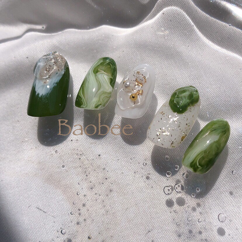 抹茶ラテ ネイルチップ ネイルチップ オーダー 抹茶ラテ 抹茶 カフェラテ ニュアンス