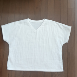 トリプルガーゼのフレンチ袖Tシャツ     オフホワイト 8枚目の画像