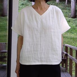 トリプルガーゼのフレンチ袖Tシャツ     オフホワイト 2枚目の画像