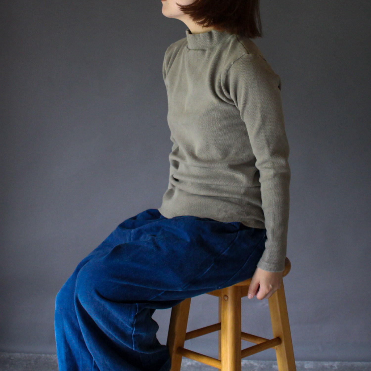 肉厚テレコニットtops／老竹色 石榴染め 6,518円