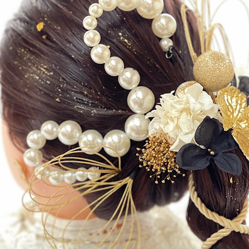 豪華パールリング蝶々簪＆豪華ダリア髪飾り♥︎結婚式髪飾り♥︎成人式髪飾り卒業式浴衣 成人式 髪飾り 成人式髪飾り パール胡蝶蘭 胡蝶蘭 胡蝶蘭髪飾り