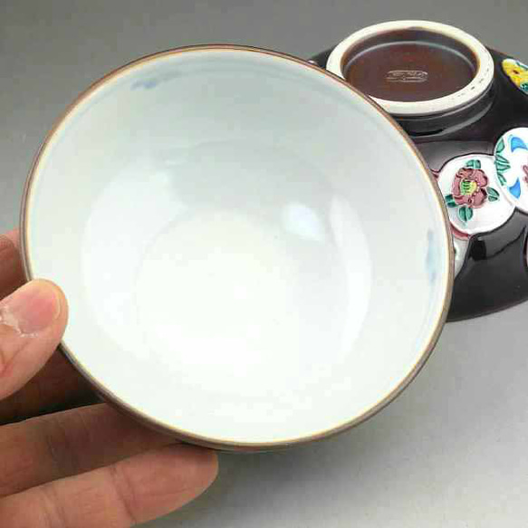 紫交趾六瓢夫婦茶碗　昇峰◆商品番号　3246 5枚目の画像
