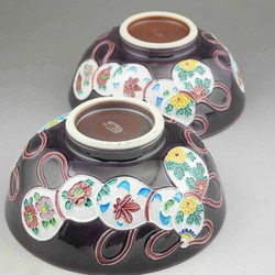 紫交趾六瓢夫婦茶碗　昇峰◆商品番号　3246 6枚目の画像
