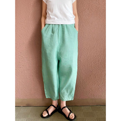 RATA❤️長度可以選擇❣️100%優質亞麻❤️輪廓精緻的燈籠褲❤️薄荷綠 第2張的照片