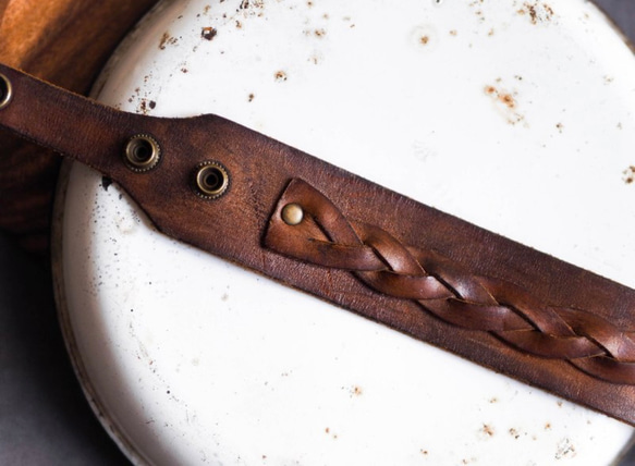 巧克力黑糖麻花午茶時光 古董真皮 皮革手環 中性 手鍊 皮革 vintage leather bracelet 第3張的照片