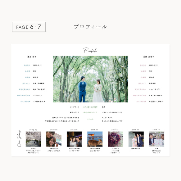 【送料無料】サンプル／【席次表なし】プロフィールブック｜A5サイズ・8P 5枚目の画像