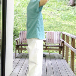 ダブルガーゼのフレンチ袖Tシャツ　ヨットブルー 3枚目の画像