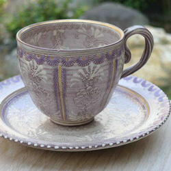 ◆商品番号　 5033 紫彩花紋コーヒー茶碗　陶楽 5枚目の画像
