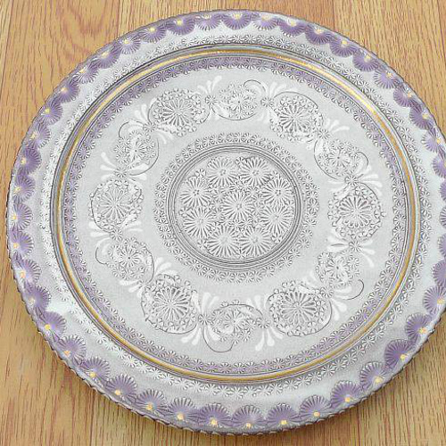 京焼 清水焼 紫彩花紋6寸皿揃え 紫彩花紋7．5寸皿 陶楽