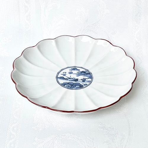 菊弁染付山水古紋 5.5寸皿 京焼 中皿 京焼・清水焼窯元 松斎窯 通販