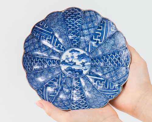 菊弁染付山水古紋 5.5寸皿 京焼 中皿 松斎窯 通販 14207081｜Creema