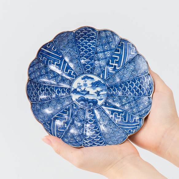 菊弁染付山水古紋 5.5寸皿 京焼 中皿 松斎窯 通販 14207081｜Creema