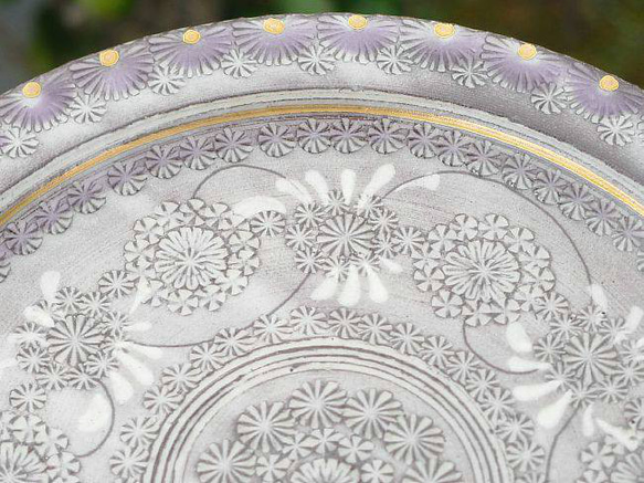◆商品番号　 6698紫彩花紋銘々皿　陶楽　単品 5枚目の画像