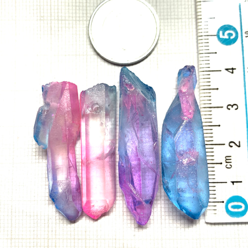 氷柱クリスタル＊ピンク&ブルー系カラー＊4本 天然石 JEWELBOX 通販 