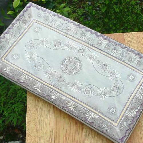 ◇商品番号 6832 紫彩花紋長角皿 陶楽 単品 中皿 松韻堂 通販｜Creema 