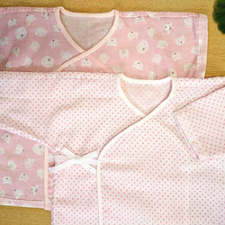【夏の福袋】ベビー短肌着2枚セット・ピンクⅡ（半袖と長袖） 1枚目の画像