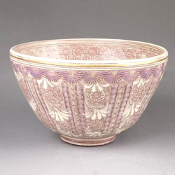 ◇商品番号 8095 紫彩花紋 抹茶茶碗 陶楽 茶碗・めし碗 松韻堂 通販