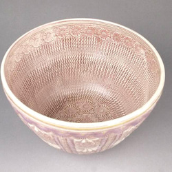 ◆商品番号　8095　 紫彩花紋　抹茶茶碗　陶楽 3枚目の画像