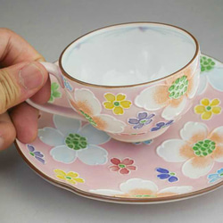 ピンク交趾花尽コーヒー茶碗　昇峰 4枚目の画像
