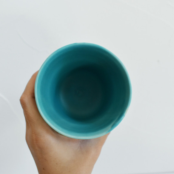 ターコイズブルーのカップと小鉢セット 9枚目の画像