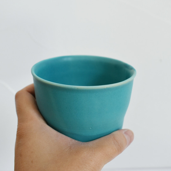 ターコイズブルーのカップと小鉢セット 7枚目の画像