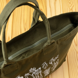 ［着る山菜］山菜図鑑トラベルトート　グリーンオリーブ 4枚目の画像