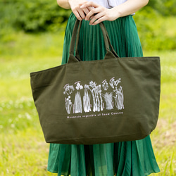 ［着る山菜］山菜図鑑トラベルトート　グリーンオリーブ 2枚目の画像