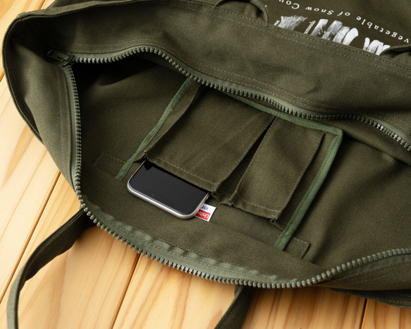 ［着る山菜］山菜図鑑トラベルトート　グリーンオリーブ 5枚目の画像