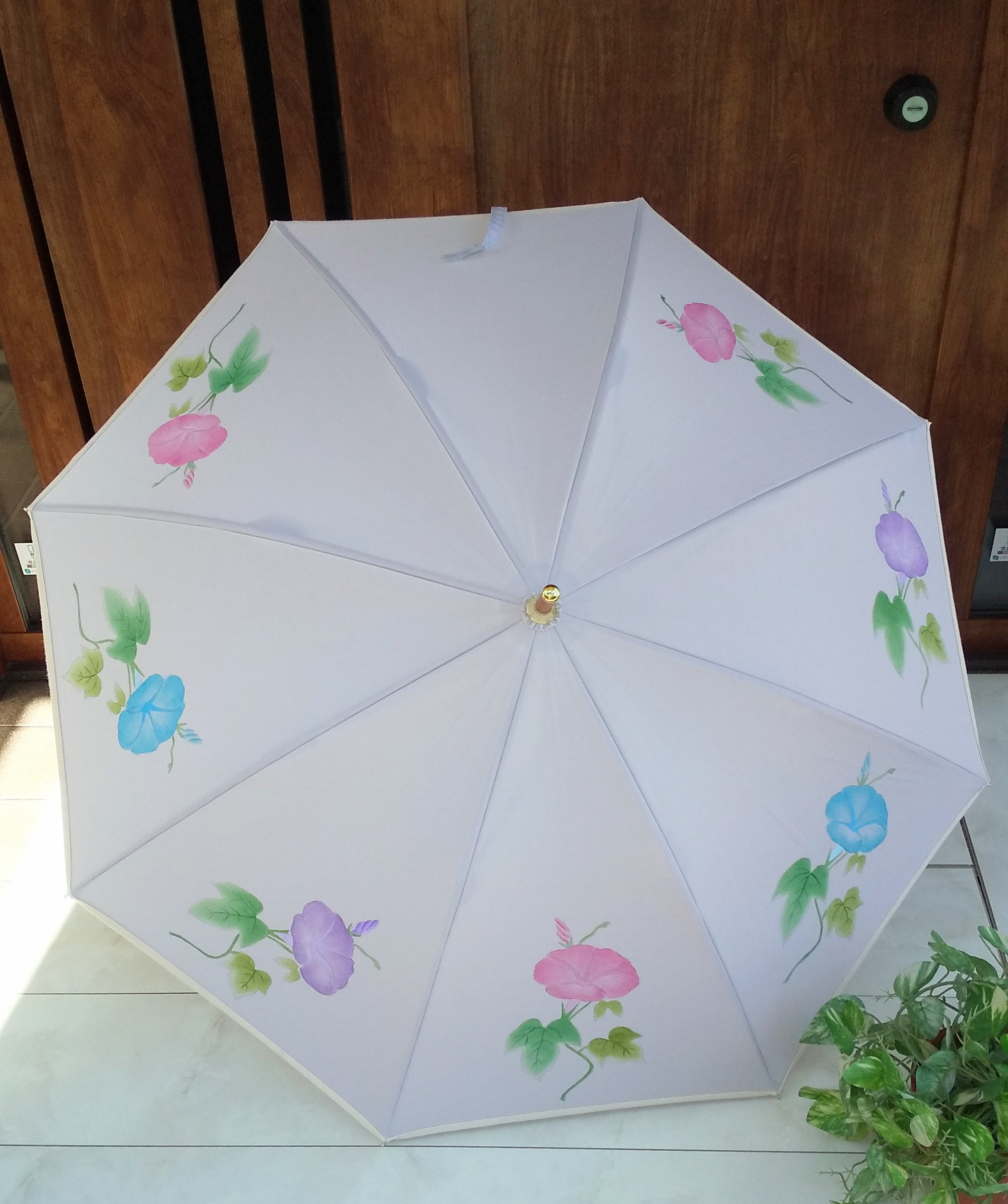 朝顔の手描き日傘