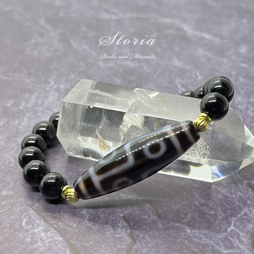 ル 年末のプロモーション 抱え過ぎたものを手放す 六眼天珠×8mm モリオン（黒水晶 ブレスレット・バングル