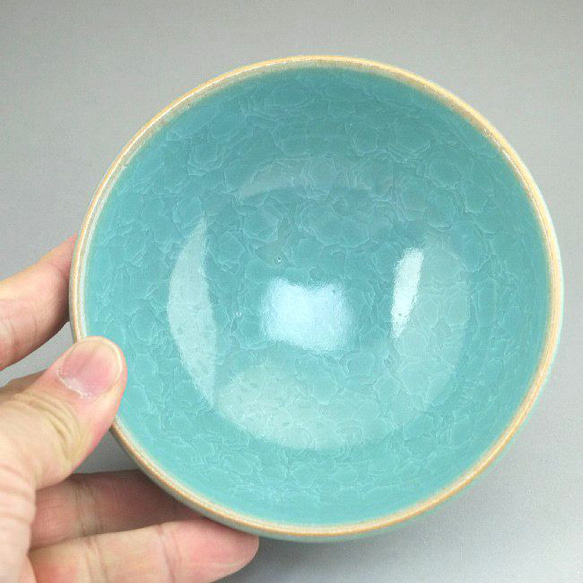 青磁ご飯茶碗　浅型　陶仙　小単品 3枚目の画像