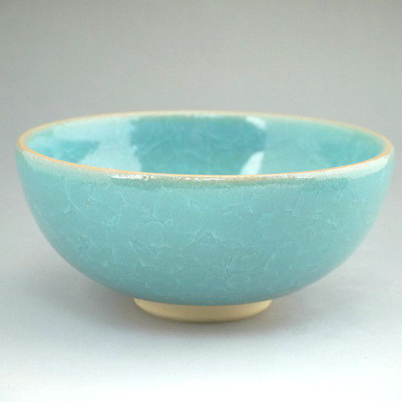 青磁ご飯茶碗　浅型　陶仙　小単品 1枚目の画像