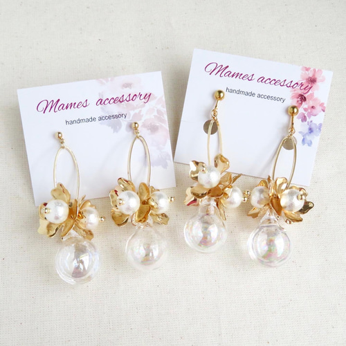 フラワーしゃぼん玉 ♡ ピアス/イヤリング ピアス（スタッド・一粒 