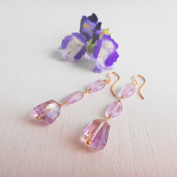 14kgf・アメトリンとハーキマーダイヤモンドのピアス＊Brand new day