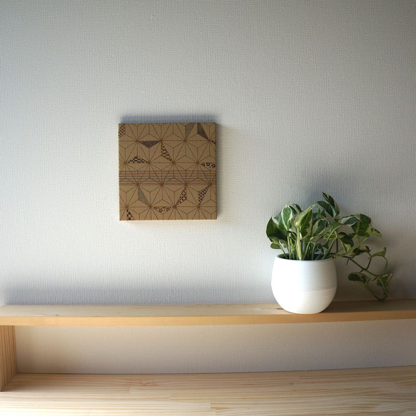 麻の葉 和風ファブリックパネル  ベージュ 木製ファブリックボード 和室 洋間 6枚目の画像
