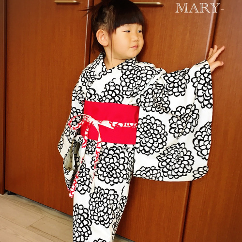 ダリア柄のレトロなオシャレ浴衣単品【選べる6タイプ】80〜140cm size