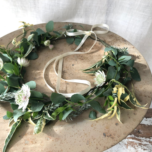 ウェディング＊* おまかせ草冠 ブートニア付き【受注制作】 ヘッド