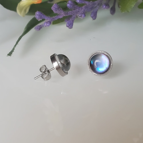 付けっぱなしOK アバロンシェル＆水晶サージカルピアス