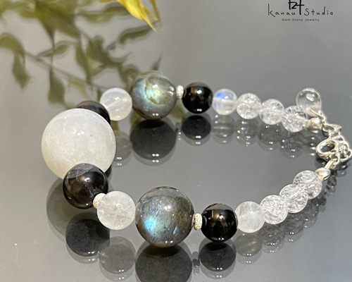 アンデシン×ラブラドライト　天然石ブレスレット　シルバー　パワーストーン bd1da2622de5e785e90eba58f2529c