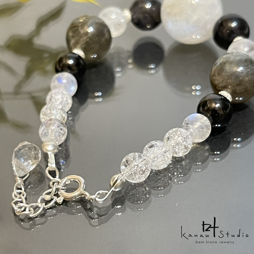 アンデシン×ラブラドライト　天然石ブレスレット　シルバー　パワーストーン アンデシン×ラブラドライト　天然石ブレスレット　シルバー　パワーストーン
