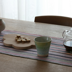 北欧手織りのテーブルセンター（グレーピンク） 5枚目の画像