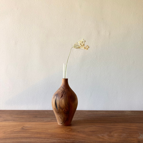 栃の木の一輪挿し 試験管付き フラワーベース ドライフラワーベース