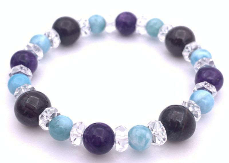 世界3大ヒーリングストーン☆天然石スギライト&ラリマー&チャロアイトのブレスレット-A1