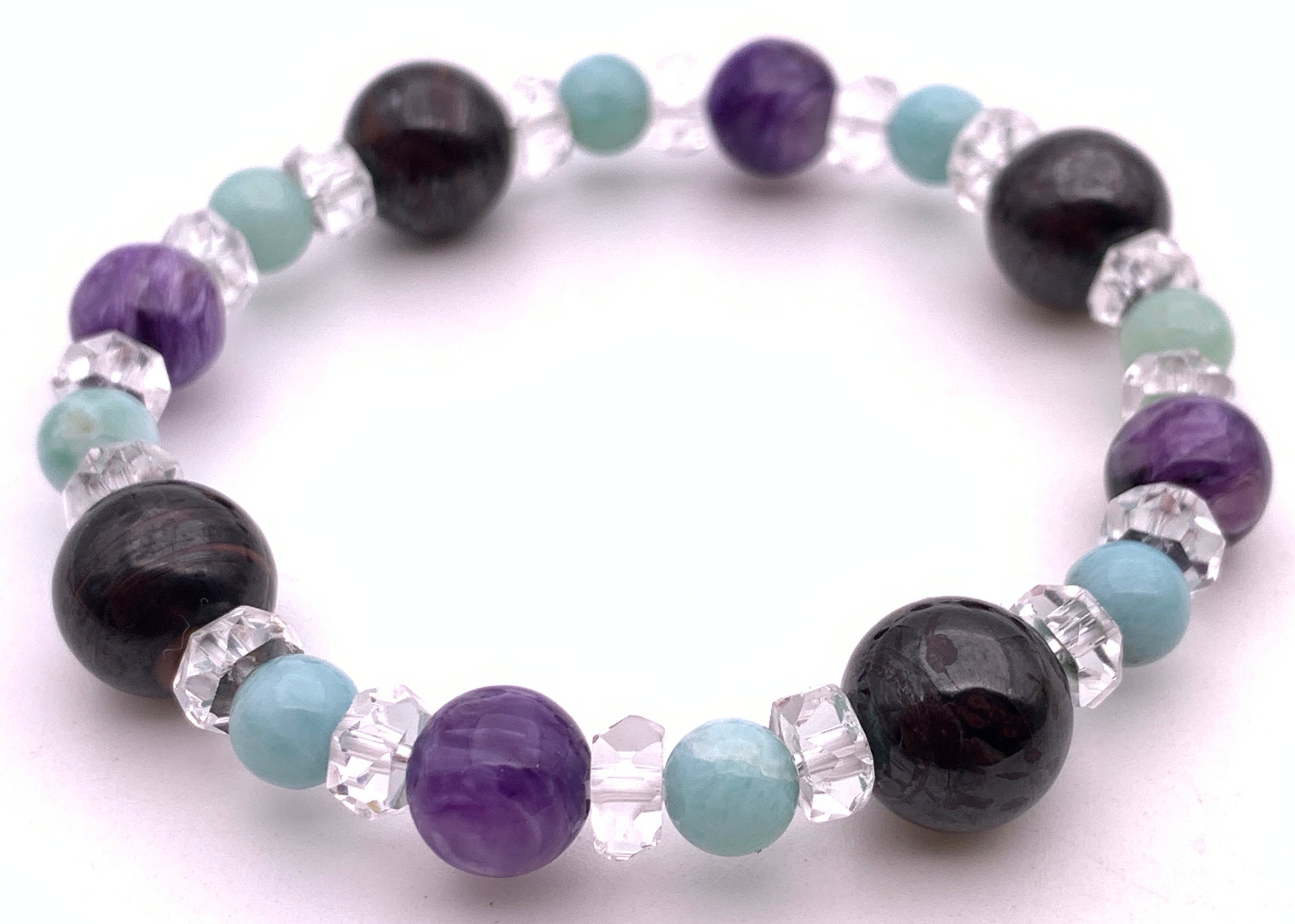 世界3大ヒーリングストーン☆天然石スギライト&ラリマー&チャロアイトのブレスレット-A3