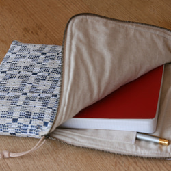 北欧手織りタブレットポーチ（ライトブルー） 6枚目の画像