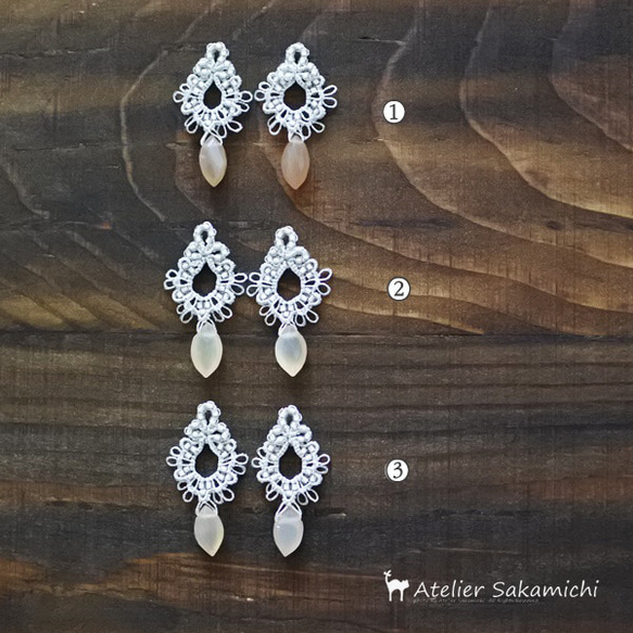 オレンジムーンストーンの「小さな輝き」② ピアスかイヤリング 4枚目の画像