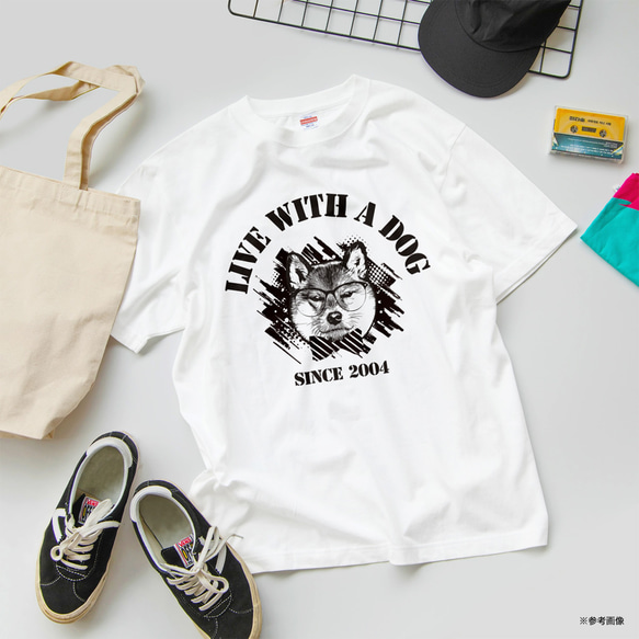 柴犬のビンテージ風メッセージロゴTシャツ 選べるサイズと生地 小さいサイズ・大きいサイズ・キッズ 1枚目の画像