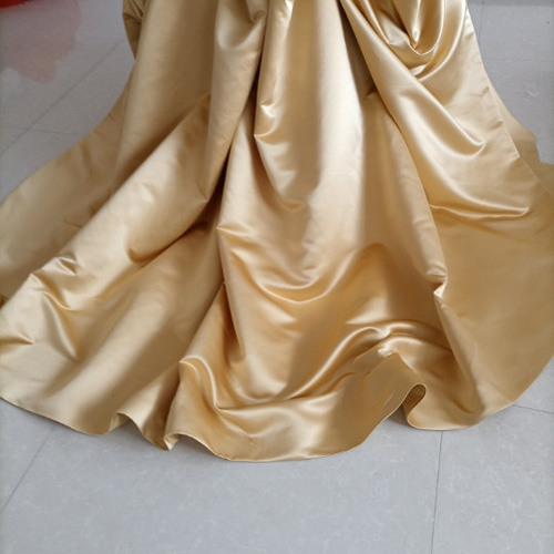 イエローカラードレス ウエディング ベアトップ 取り外しパフスリーブ  